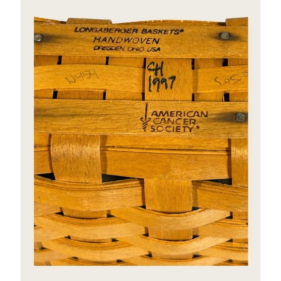 Vintage Longaberger Dresden Basket Swing Handle Small American Cancer Society - Picture 5 of 9